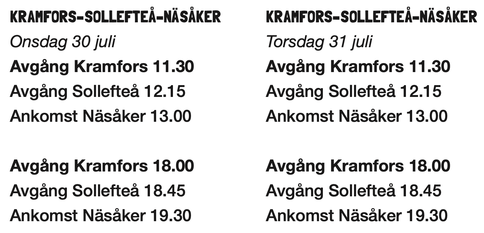 Kramfors till Näsåker 2025 Kramfors till Näsåker 2025